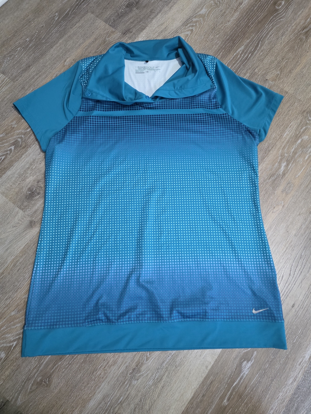 Nike Teal Gradient Dotted Short Sleeve Golf Polo